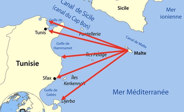 Map of the Strait of Sicily